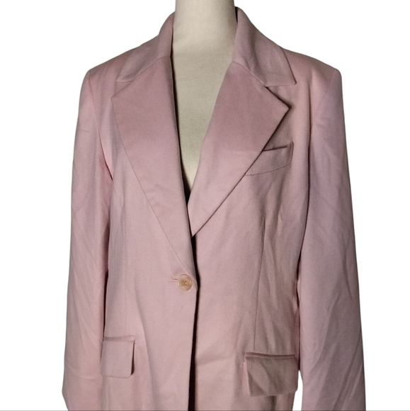 Vintage Bloomingdales Light Pink NWT 100% Cashmere Single Button Blazer Size 14 - Picture 2 of 7
